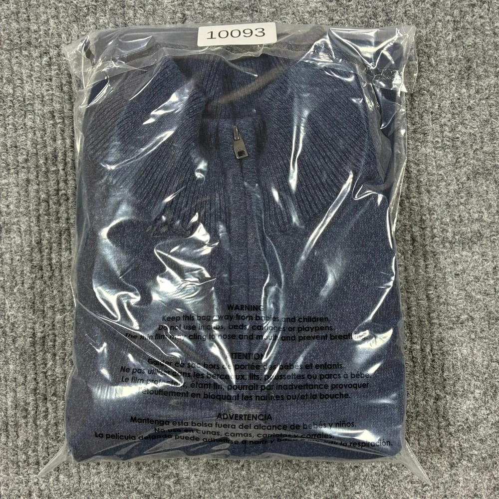 Calvin Klein Mens Size XL Quarter Zip Mock Neck Knit Sweater Blue Pullover